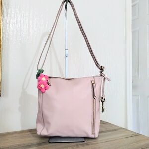 Fossil Tara Blush Pink Genuine Leather Shoulder Crossbody Bag